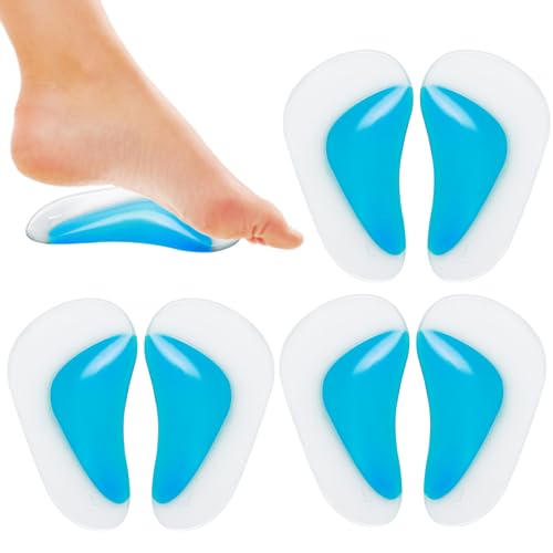 WLLHYF 3 pares de almohadillas de gel para soporte de arco de silicona, plantillas ortopédicas de absorción de golpes, plantillas ortopédicas de tacón alto para mujeres, hombres, niños, pies planos,
