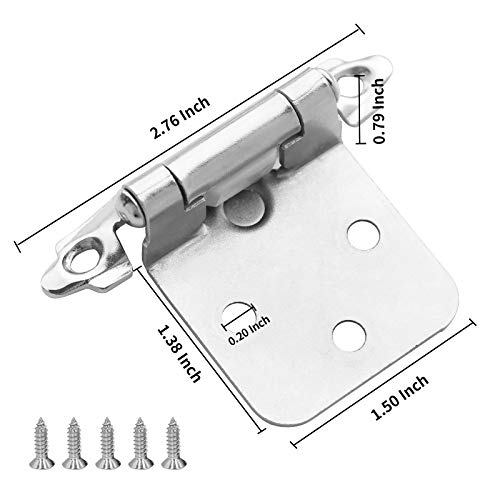 Temi 40 Pack(20 Pairs) Cabinet Hinges Overlay Face Mount Satin Nickel Cabinet Hardware Kitchen Door Cabinet Hinges #TOP4