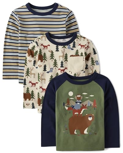 Image of The Children's Place Baby-Boys and Toddler Long Sleeve Everday Casual Knit Shirt