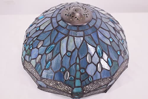 Image of WERFACTORY Tiffany Lampshade Replacement Only 12X6 Inch Stained Glass Shade
