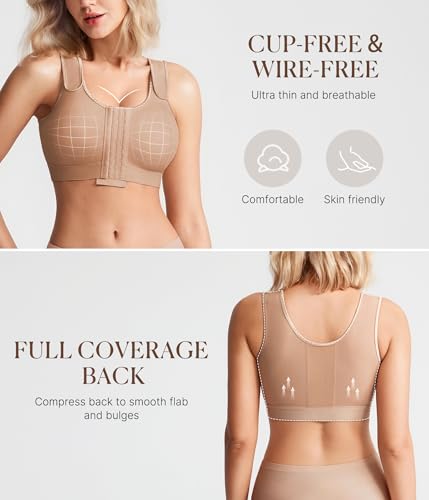Image of BRABIC Post Surgery Compression Bras for Women Front Closure Mastectomy Bra with Wide Adjustable Straps Wirefree