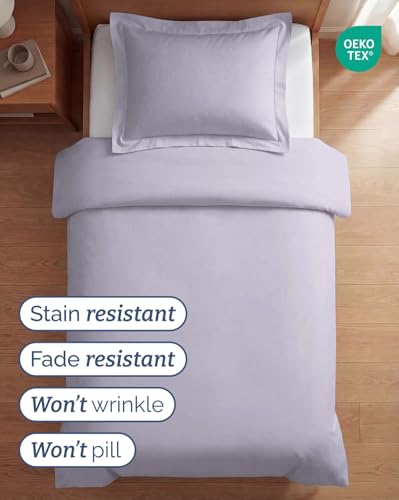 Image of Duvet Cover Twin /Twin XL Size Set - Extra Soft Twin /Twin XL Duvet Cover 68 inch x 90 inch with 1 Pillow Sham for Women, Men, Kids & Teens - Easy-Care & Fade Free with Zipper Closures & Ties (Light Lavender)