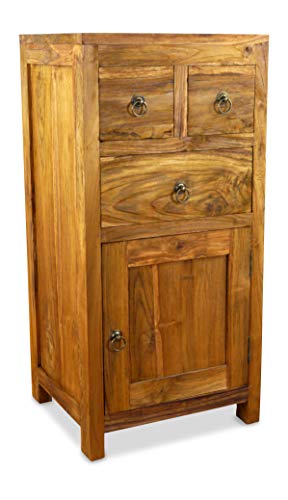 livasia Asiatische Kommode aus Massivholz – 45x40x95cm – Handgefertigtes Sideboard aus Teakholz, Nachhaltig, Rustikales Design, Zeitloser asiatischer Charme (Braun)