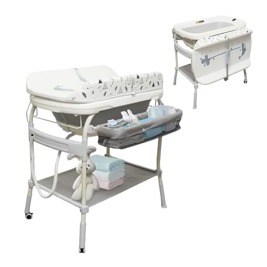 2 in 1 Baby Bathtub with Changing Table, DEYGIA Waterproof Diaper Changing Station Portable Changing Table Adjustable Height Nursery Organizer with Storage Racks for Newborn Infant Toddler