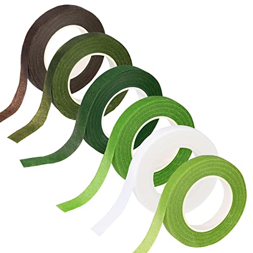 SOCNITC 6 Rolls Floral Tape, 1/2\" by 180Yard Green Floral Tape, Flower Tape for Bouquet Stem Wrap Floral Arranging Craft Projects Corsages, Wedding Bouquet
