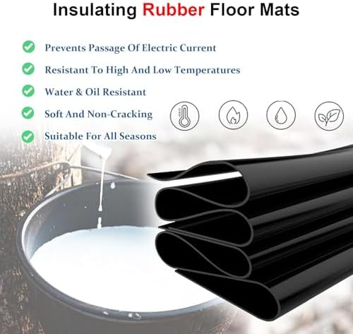 High Voltage Rubber Insulation Mat 6000V, Non-Slip Electrical Safety Mat for Home & Commercial Use, Large Insulated Floor Matting (0.1in x 10.5ft)