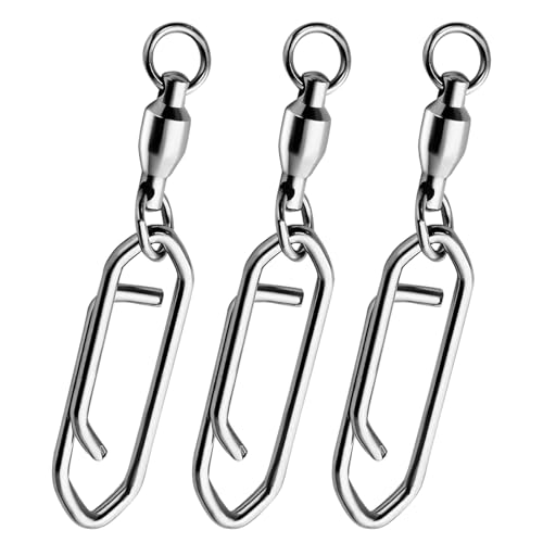 Uenhoy 30 Pack Fishing Speed Clips Quick-Change Fishing Swivels Ball Bearing Fishing Power Clips, Quick Snap Connector Tackles, 1#-S (50lbs)