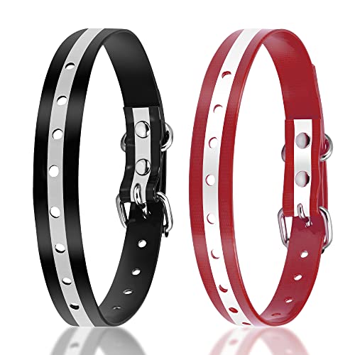 PetJoy Dog Collars Strap, Replacement Collar for Shock Reflective Collar, Adjustable Classic Dog Collar Strap for All Varieties Small Medium Large Dogs (Black & Red)