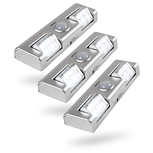 ABSINA 3x LED Licht mit Bewegungsmelder Batterie - Nachtlicht batteriebetrieben mit einstellbarer Lichtstrahlung für Schrank, Treppe uvm Cover