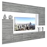 BELINI - Unité Murale TV NEX I Ensemble Muebles de Salon Complet I Ensemble Meuble TV avec Illumination LED I Dimensions: 250 x 180 x 36 cm I Coleur: chêne Glamour