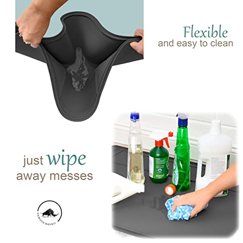 Famous Rhino - The Original Under Sink Mat - Silicone Waterproof Mat, Adjustable, Easy To Clean, Kitchen Cabinet Liner, Disifenction Surface - 34" X 22" Or Smaller #TOP6