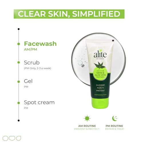 Image of Alite Neem & Aloe Vera Face Wash | Purify, Hydrate & Defend Against Acne | Gentle, Effective & Dermatologically Tested (Pack of 3,70g Each)