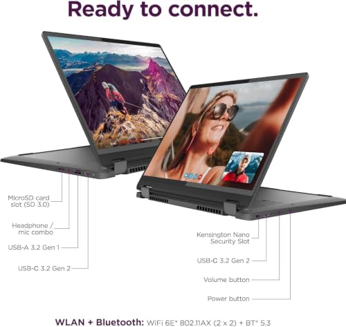 Image of Lenovo IdeaPad 5 Flex 5i Chromebook Plus 14 inch FHD+ 2-in-1 Touchscreen Laptop (Intel Core i3-1315U, 8GB RAM, 256GB Storage (128GB+128GB SD)) Home, Student, Backlit KB, Chrome OS (Renewed)
