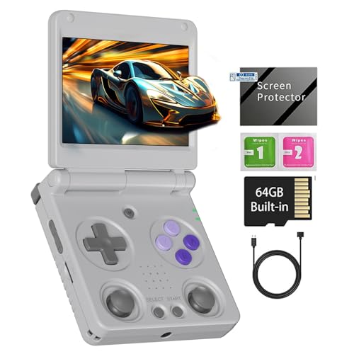 RG34XXSP Retro Handheld Game Console RG34XX SP Retro Gaming Console with 64G Preloaded 5000+ Games,3300 mAh Battey, Portable Pocket Arcade Support 30+ Simulators 5G WiFi Bluetooth HD Gray