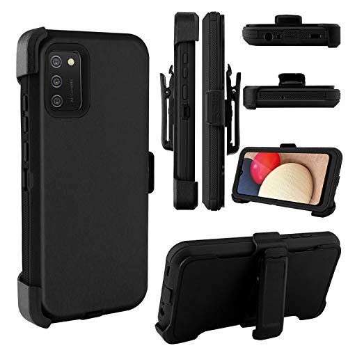 Venoro Compatible with Samsung Galaxy A02S (SM-A025) Case Shockproof Full Body Protection Kickstand Case Cover with Swivel Belt Clip for Samsung Galaxy A02S Case?Black? (A02S, 6.5)