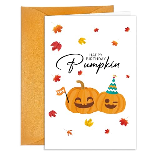 HEYINSHEN Biglietto di compleanno con zucca autunnale buon compleanno zucca biglietto del Ringraziamento biglietti di auguri di compleanno con busta carino autunno Ringraziamento biglietto regalo di