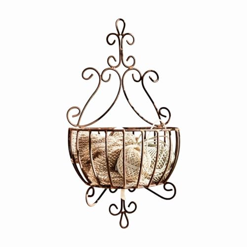 Loberon Deko-Korb Marciac Pure Nostalgie für Pflanzen & mehr Nostalgisches Design Rost-Finish Gartenzubehör Gartendekoration Outdoor Eisen Bronze