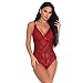 Sexy Donna Lingerie Scuola Ragazza Costume da Lingerie Babydoll Sexy Lace Women One Piece Babydoll Teddy V Neck Bow Lingerie Sexy Homewear Pigiami per Donna -Wine_L