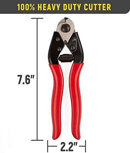 Cable Cutter, Heavy Duty Wire Rope Cutter For Diy Projects, Railing, Decking, Wire Seals & Bicycle Cable | Sharp & Precise One-Hand Operation Steel Cable Cutter #TOP4