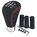 Thruifo 5 Speed Car Knob Shifter Handle, Leather MT Gear Stick Shift Fit Most Manual Transmissions, Red Stitched