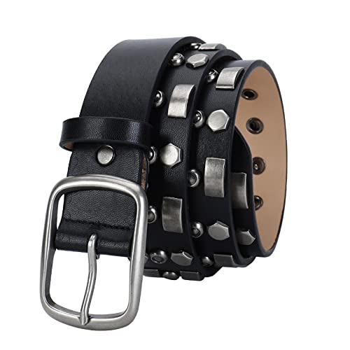 Ceinture cloutée punk en cuir de qualité supérieure avec finitions métalliques haut de gamme