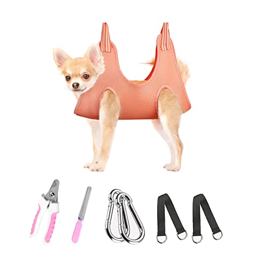 Fotiluck Dog Grooming Hammock Harness for Dogs & Cats, Dog Hammock for Grooming Bag Pet Grooming Hammock with Nail Clippers Dog Holder Dog Hanging Harness for Nail Trimming