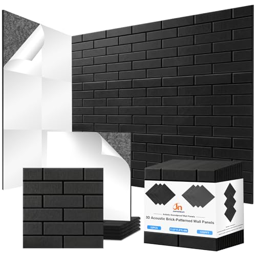 18 Pack Acoustic Panels,Sound Proof Foam Panels for Walls,High Density Self-Adhesive Noise Reduction Panels,Flame Retardant, Flame Retardant & Echo-Absorbing Ideal for Home DIY, 12" X 12" X 0.4" Black