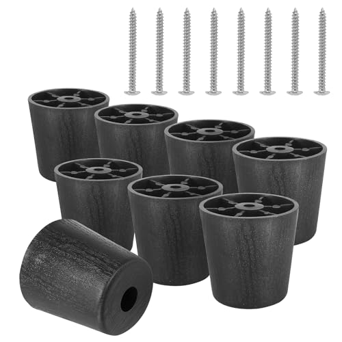 Plastic Couch Legs 2 inch, Screw-In Round Furniture Legs - Black, 8pcs