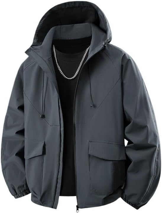 Mens Fall Softshell Jacket Hooded Windproof Outdoor Casual Workwear Shell Jackets for Men