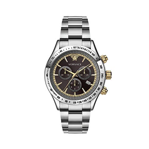 Preisvergleich Produktbild Versace Chrono Classic Herrenuhr Silber Stahl Braun Zifferblatt 44mm VEV700419