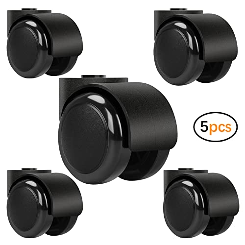 2 Inch Black Silent Stemless Caster,Office Chair Wheels Replacement Chair Casters,Furniture Casters, Replacement Swivel Chair Accessories,5Pcs,150Kg Capacity. #TOP1