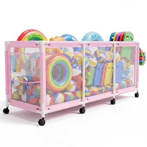 Jotesnew 365 Gallon 103' Pool Storage Bin XXXL Extra Large Swimming Pool Float Storage Bin, Pool Noodles Holder, Toys, Floats and Balls Mesh Rolling Storage Organizer Bin, 103' Lx32 Wx35 H