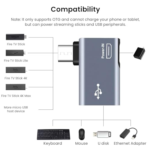 Image of Tobo Micro to USB Adapter OTG Cable Adapter for Fire TV Stick 4K Powered Micro USB to USB OTG Adapter for Android Phone Tablet and More Host Devices with Micro USB TD-1205CC