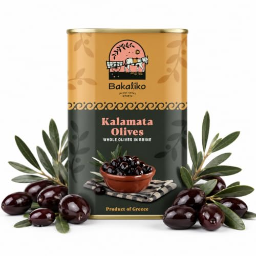 Bakaliko Authentic Kalamata Olives - Imported Greek Kalamata Table Olives from Greece - Mediterranean Gourmet Olives for Greek Salad, Mezze Platters, Antipasto, Pasta, Cooking & Mediterranean Recipes