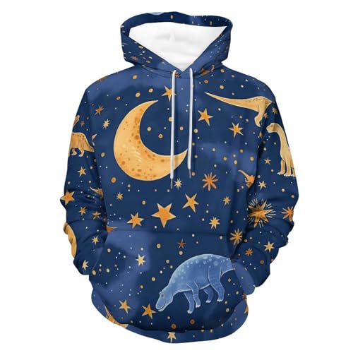 Sweatshirt dinosaure étoiles lune unisexe qui résiste au froid