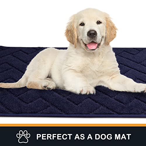 PURRUGS Dirt Trapping Door Mat 34" x 59", Non-Slip Machine Washable Entry Rug, Shoe Scraper, Dog Doormat, Super Absorbent Welcome Mat for Front & Back Door, Muddy Wet Shoes & Paws, Midnight Blue