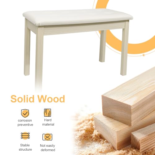 image for UISCOM Duet Piano Bench with Padded Cushion and Storage - Solid Wood K