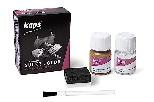 Tinte con Imprimación para Zapatos y Bolsos Textiles Y de Cuero Natural Y Sintético, Kaps Super Color And Preparer, 70 Colores (166 - camel)