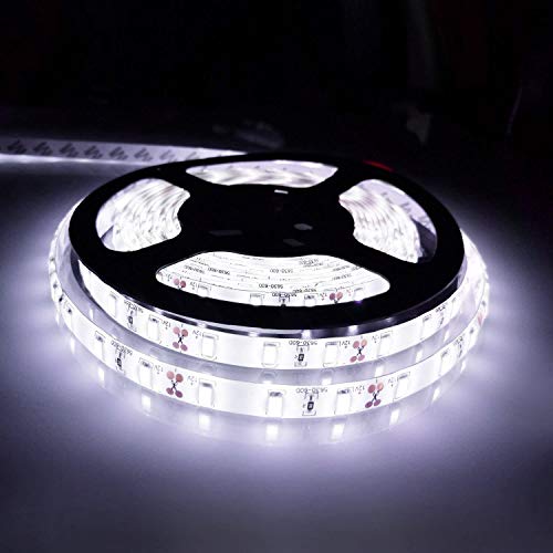 VINBE - Striscia LED flessibile, 5 metri, 300 LED 5630 SMD, 5 m, DC12 V, IP65, impermeabile all'acqua, più brillante di altri SMD LED, bianco striscia LED 6000 K
