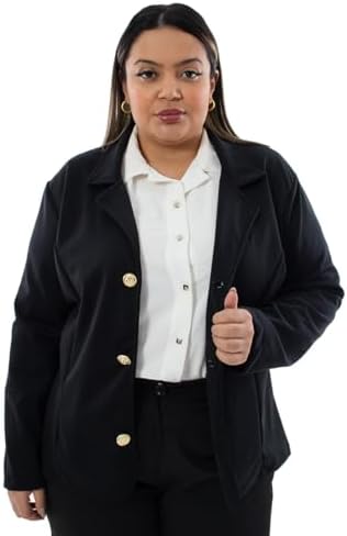 Blazer Social Feminino Alfaiataria Casaco Plus Size Inverno Térmi...