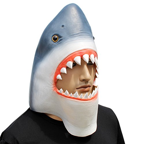 CreepyParty Shark Mask Latex Realistic Sea Animal Full Head Mask for Halloween Costume Party Carnival Cosplay - Image 2