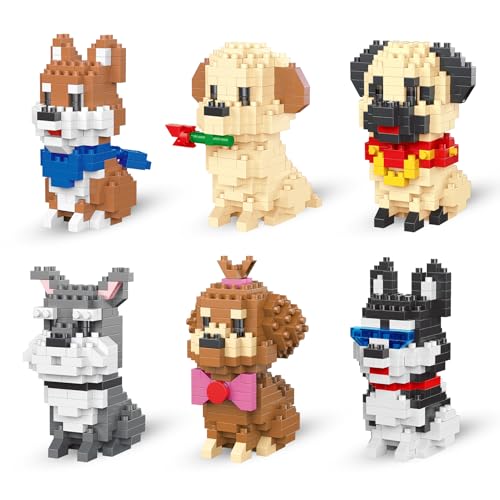 LULUFUN 犬 マイクロブロック 動物 おもちゃ いぬ 6セット ミニブロック ペット ワンちゃん 組み立てセット DIY 模型 知育玩具 男の子 女の子 子供 ギフト 誕生日 クリスマス プレゼント かわいい
