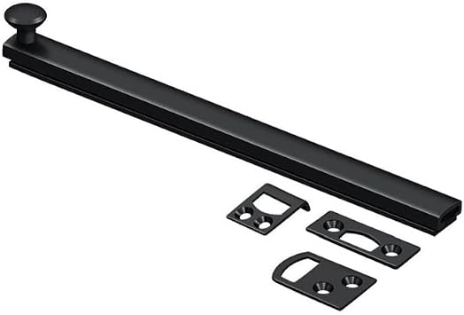 Surface Bolt, Concealed Screw, Heavy Duty Black 8IN