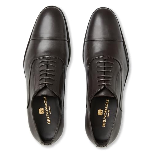 Image of Bruno Magli Maioco Dress Shoes for Men - Suede Leather Upper - Leather Lining and Outsole - Padded Insole Dark Brown Nappa EU 40 (US Men's 7) E - Wide