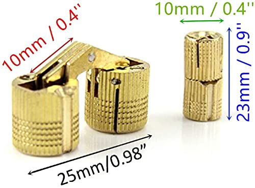 Miao Jin 12 Pcs 10Mm Brass Barrel Hinges Hidden Invisible Cabinet Furniture Hinges Concealed 180 Degree Opening Angle #TOP1