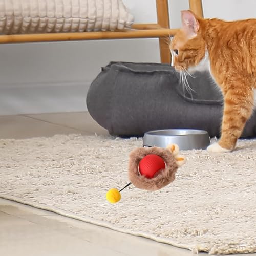 Generic Brinquedo para Gatos com Bola em Movimento, Acessório Interativo para Pets, Vermelho