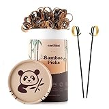 Bamboo Loop Cocktail Picks for Appetizers – 6 inch Black Bamboo Skewers (100 Pack) – Bamboo Food...