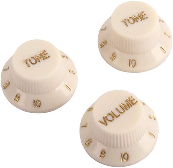 Alnicov Guitar Control Knobs 1 Volumn 2 Tone Fits Metric Pots Knobs Compatible For Fdstrat Stratocaster Style Electric Guitar Parts. (Creamy Yellow)