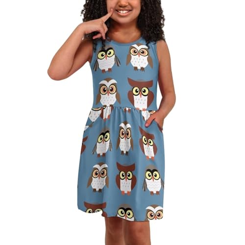 Cute Cartoon Animal Sundress for Girls Swing Loose Fit Sleeveless Summer Dress with Side Pocket3