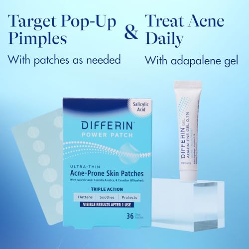 Image of Differin Acne Fighter Pack, Differin Gel Retinoid Acne Treatment For Face with 0.1% Adapalene, 15g Tube + Salicylic Acid Pimple Patches, 36 Count, Designed for Pimple and Acne-Prone Skin